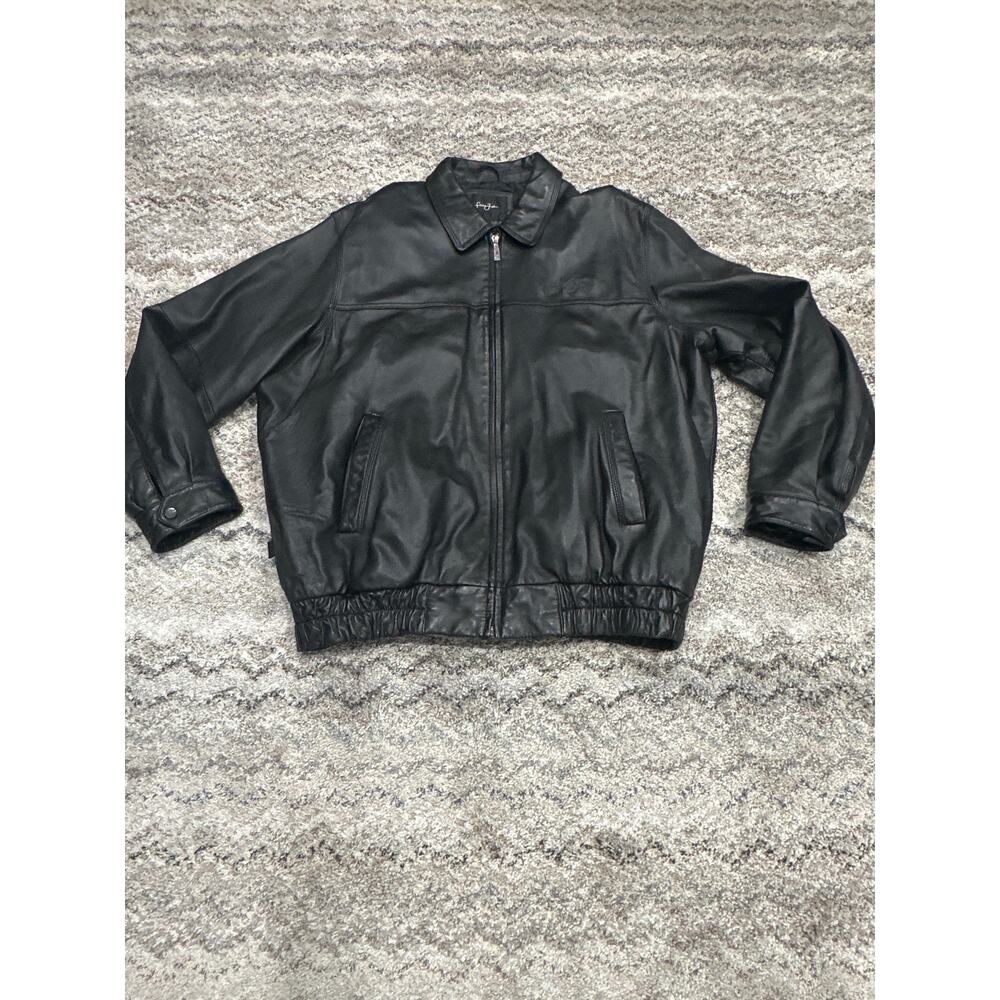 Sean John Y2K Black Leather Bomber Jacket Men’s Size 2XL